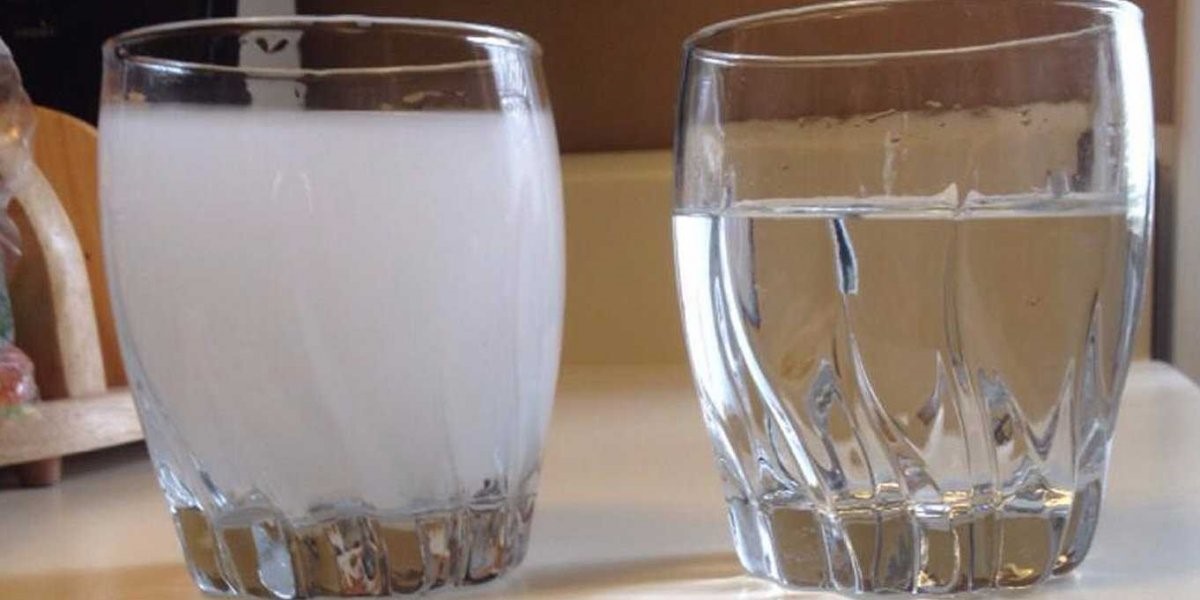 Example of a glass of cloudy water